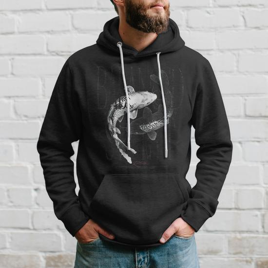 Sweat à Capuche Vintage Haïku Japonais - Design Yin Yang Carpe Koi (Coton, Coupe Classique)