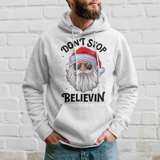 Don t Stop Believin Santa Christmas Boys Girls Xmas Hoodie Monsterry