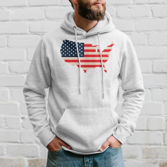 Sweatshirt USA - Drapeau Américain Imprimé - Coupe Classique Col Tissé - 7