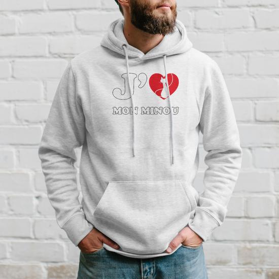 Sweat à Capuche 'J'aime Reims' - Coton/polyester - Cœur Rouge - Coupe Classique
