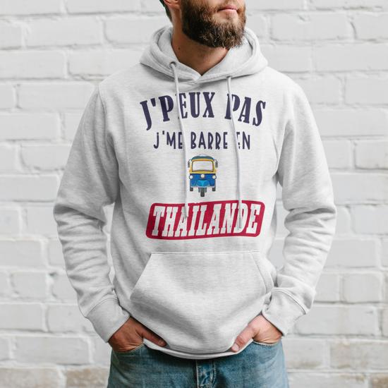 Sweat à Capuche "Je Peux Pas J'me Barre Au Canada" - Cadeau Voyage Et Humour - Coupe Classique