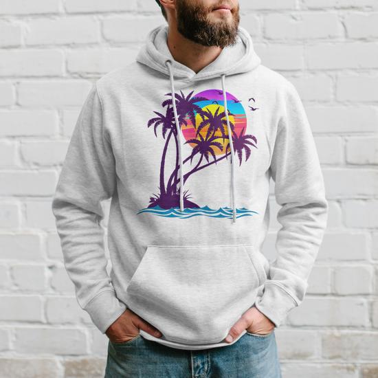 Palm Tree Retro Style Tropical Beach 60S 70S 90S Vintage Hoodie