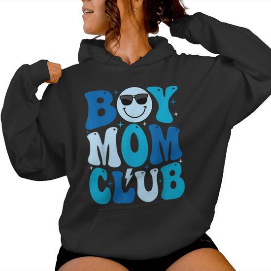 Boy Mom Club Mother s Day Groovy Mother Mama Women Hoodie Monsterry