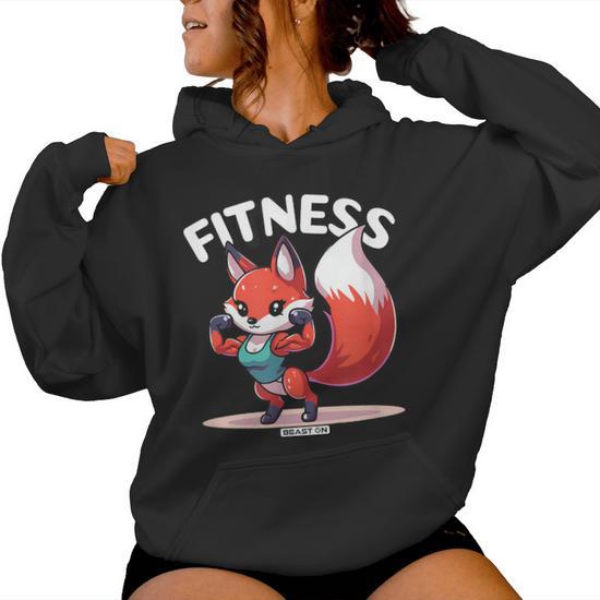 Mignon Renard Entrainement Gym Entrainement Fitness Drole S Sweat a capuche femme Cadeauxyz