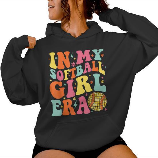 In My Softball Girl Era Retro Softball For Girl Women Women Hoodie Seseable UK