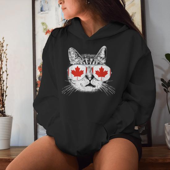 Canada Flag Canadian Cat Sunglasses Women Women Hoodie Monsterry