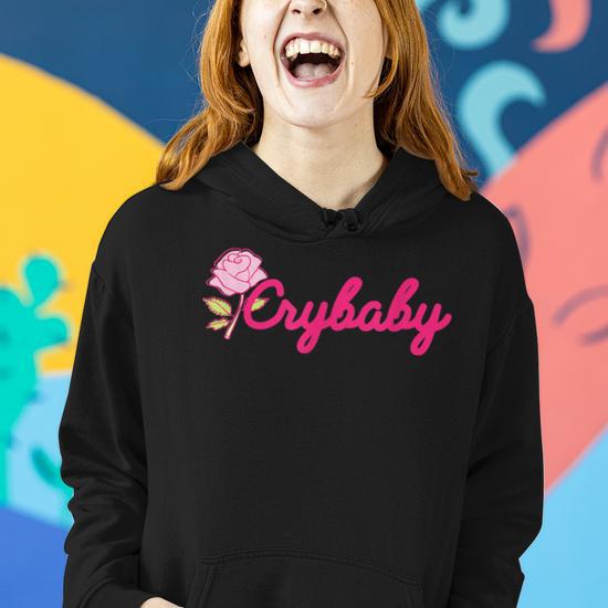 Crybaby Rose Cry Baby Kawaii Hipster Soft Girl Slogan Pink Women Hoodie Monsterry