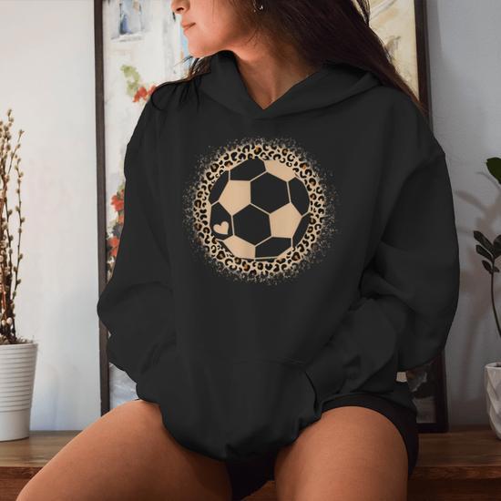 Cute Soccer Leopard Print Girls Soccer Lover Women Hoodie Monsterry