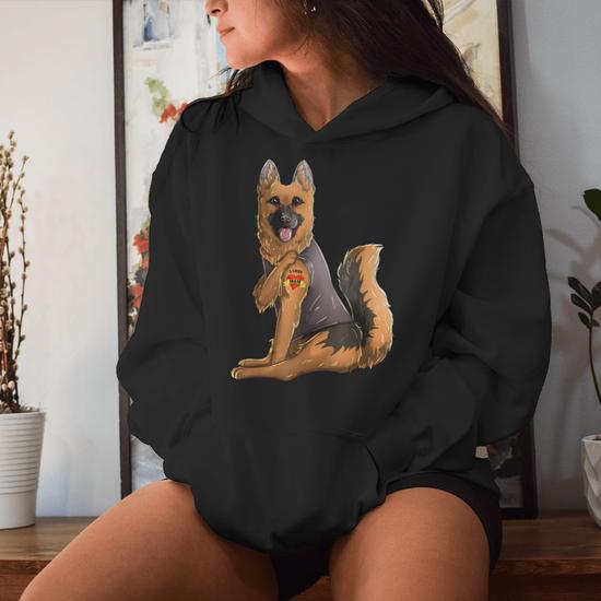 German Shepherd I Love Mom Tattoo Dog Mother s Day Women Hoodie Monsterry