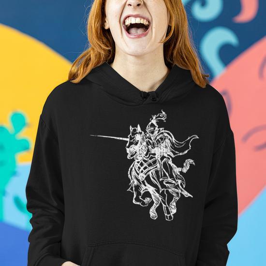 Medieval Knight Armor Riding Horse Jousting Retro Vintage Women Hoodie Monsterry DE