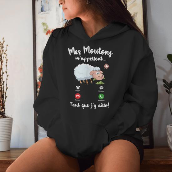 Sweatshirt Humour “Mes Moutons M’appellent” – Motif Mouton Mignon, Pour Femmes Et Filles