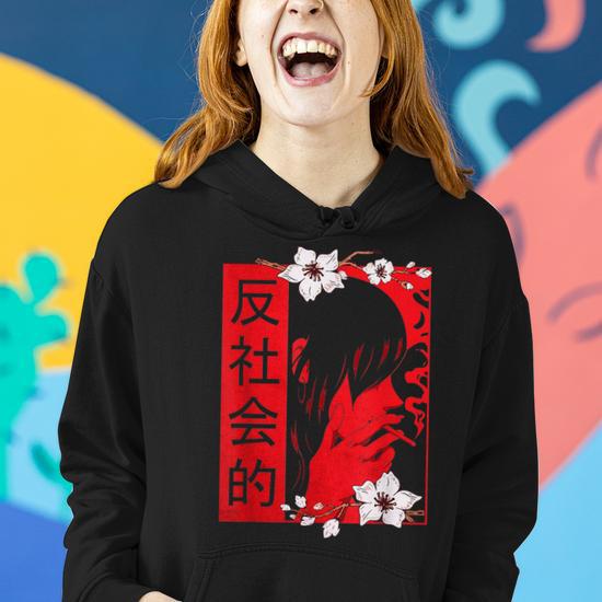 Soft Grunge Aesthetic Antisocial Sad Anime Girl Harajuku Women Hoodie Monsterry CA