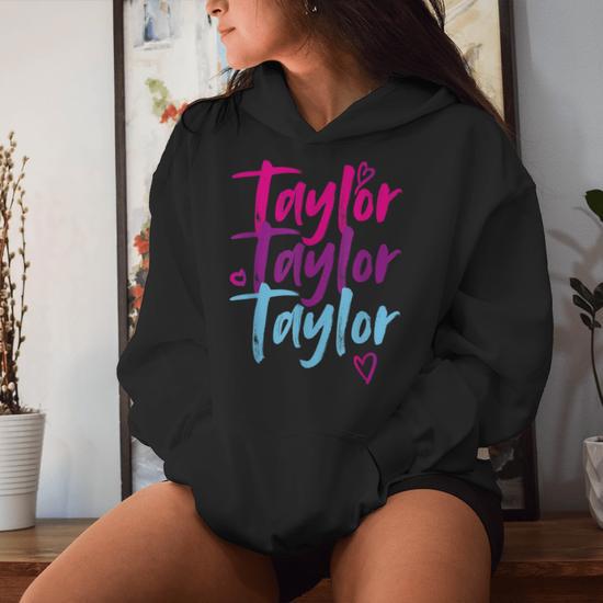 Sweatshirt "J'aime Taylor" Avec Prénom - Cadeau Mignon Pour Fille, Amie, Famille - Coupe Classique