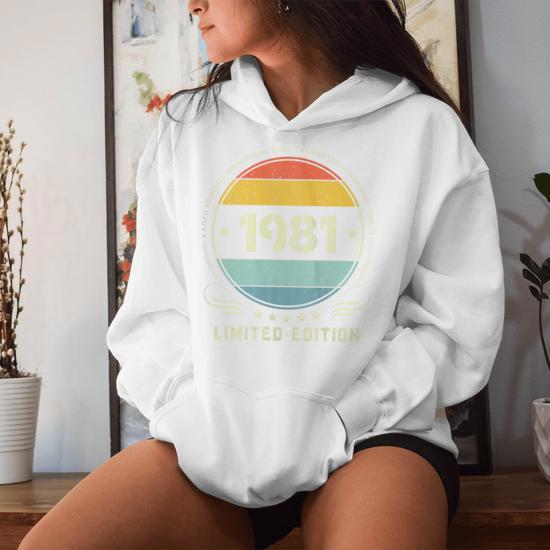 Sudadera Con Capucha Edición Limitada 1981 - Diseño De Cumpleaños Para Aniversario O Regalo - Peso 241 G, Cuello Con Cinta De Sarga