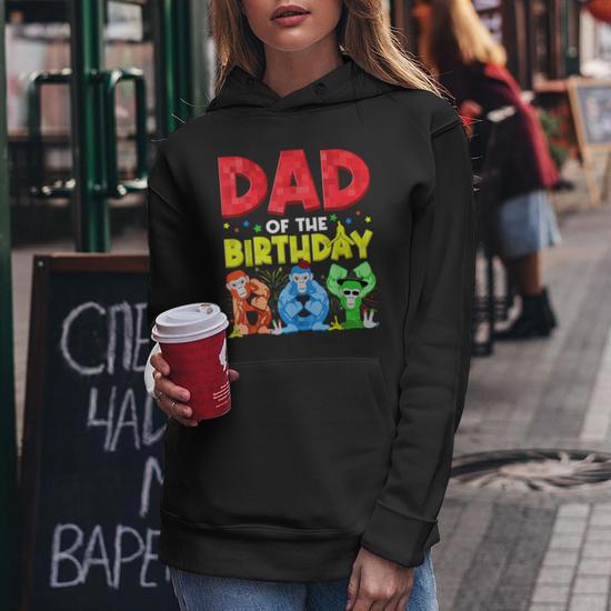 Dad And Mom Birthday Boy Gorilla Game Family Matching Women Hoodie Monsterry