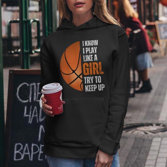 Sweat à Capuche Basketball Girl - Design Sketch Basket - Pour Femmes Et Filles - Cadeau Fan De Basket - Coupe Classique