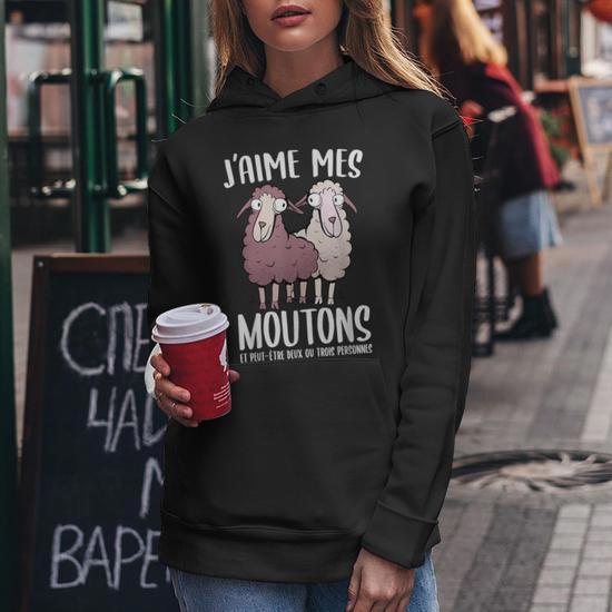 Sweat à Capuche Femme Fille Mouton Humour Drôle - Mes Moutons M'Appellent