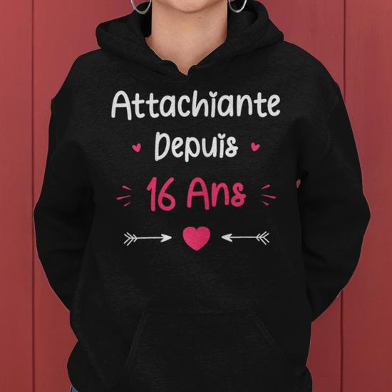 T-Shirt Humour "Attachiante 18 Ans" Pour Fille Ado - Cadeau Anniversaire 18 Ans, 100% Coton