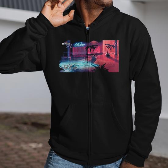 Lofi Vaporwave Aesthetic Anime Scenery Zip Up Hoodie Monsterry