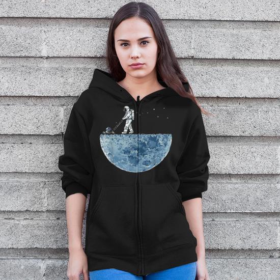 Astronaut mowing the moon hoodie on sale