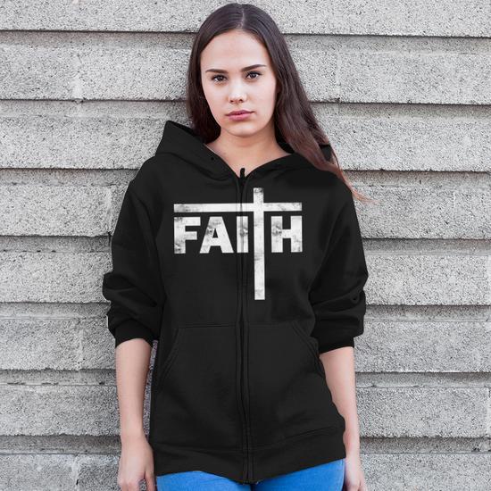 Faith Cross Logo Zip Up Hoodie Monsterry