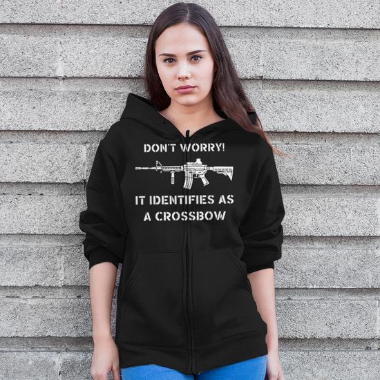 2Nd Amendment Don t Worry It Identifies As A Crossbow Zip Up Hoodie Monsterry