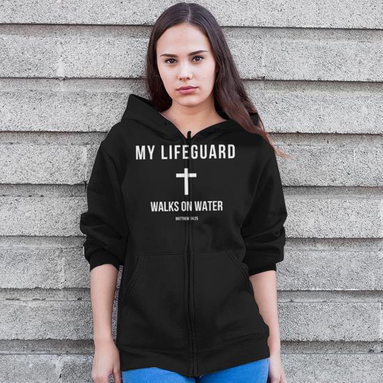 My lifeguard walks on water hoodie best sale