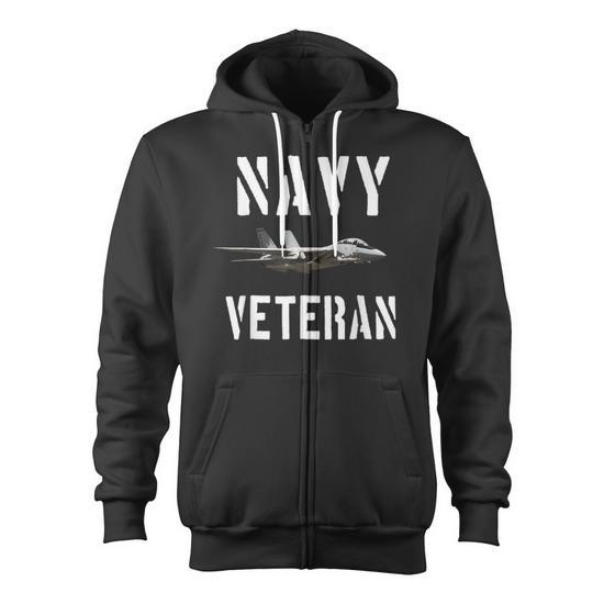 Navy Veteran F14 Tomcat Zip Up Hoodie Monsterry