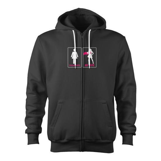 Wife Superhero Breast Cancer Fighter Awareness Zip Up Hoodie Monsterry