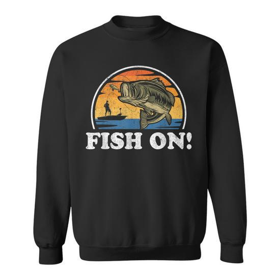 Fish On Bass Fishing Vintage Fisherman For Men Sweatshirt - Monsterry