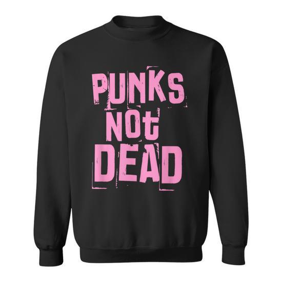 Sweatshirt Vintage Punk Is Not Dead – Style Punk Rock UK London Flag – Vêtement Rebelle Et Engagé