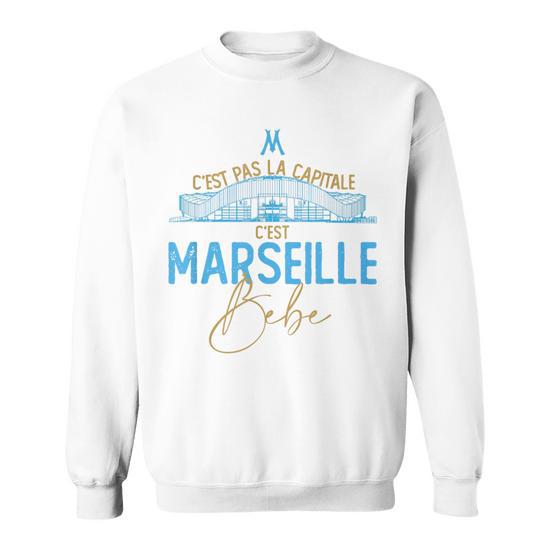 Jul T Shirt Sweat à Capuche "C'est Pas La Capitale C'est Marseille" - Design Humoristique Pull Om Homme