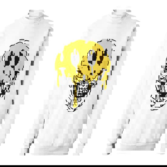 Y2k Smiling Skull Face Cyber Streetwear Graphic Sweatshirt