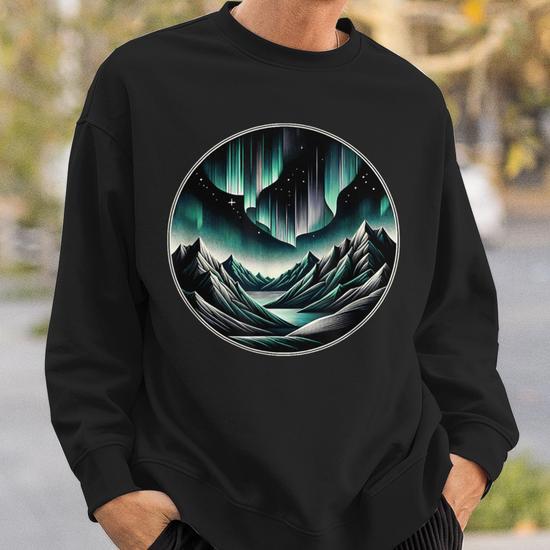 Aurora Borealis Mountain Northern Lights Nature Wonder Sweatshirt Thegiftio UK