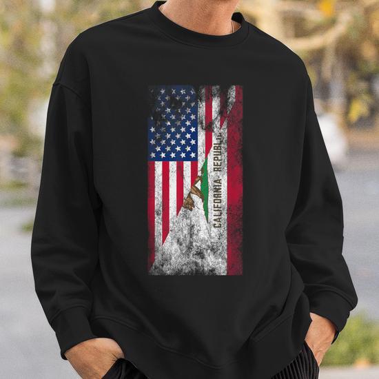 Sweatshirt USA - Drapeau Américain Imprimé - Coupe Classique Col Tissé - 3