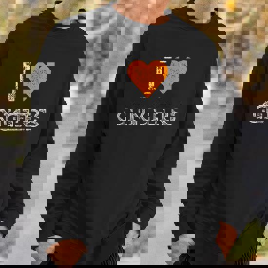 Redhead Distressed Orange Heart Outfit I Love Gingers Sweatshirt Seseable UK