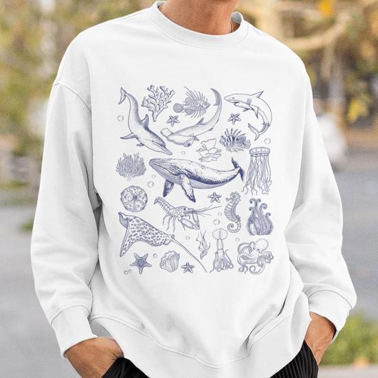 Vintage Retro Sea Animal Natural Ocean Sea Life 2024 Apparel Sweatshirt -  Monsterry