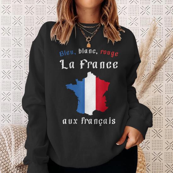 Sweat à Capuche Patriotique Bleu Blanc Rouge - Motif France Et Drapeau Français - Cadeau Humoristique