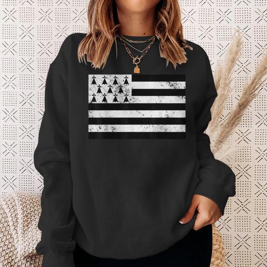 Sweat à Capuche Drapeau Breton - Cadeau Humour Bretagne, Breizh, Fierté Régionale, Pour Hommes Et Femmes, 241g, Coupe Classique