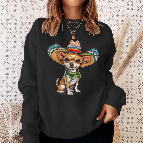 Cinco De Mayo Chihuahua Graphic Sweatshirt Seseable UK