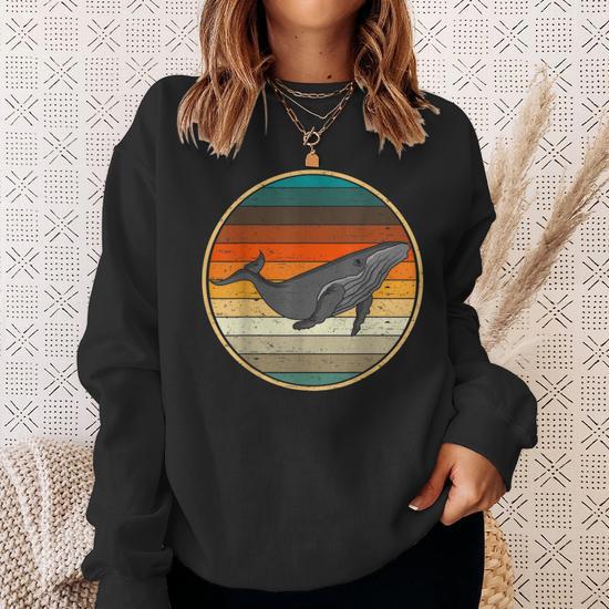 Humpback Whale Retro Vintage Whale Sweatshirt Monsterry