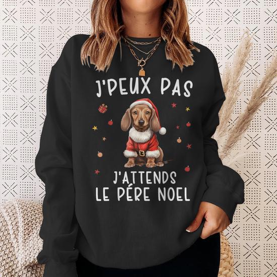 Sweatshirt De Noël Avec Motif Teckel Et Chaussette - Pyjama Amusant Pour Famille, Amis - Cadeau Pour Amoureux Des Chiens
