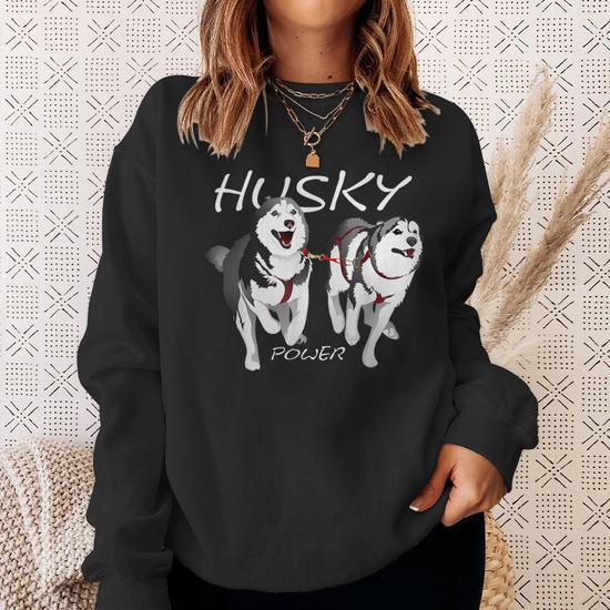 Siberian Husky Power Awesome Cute Husky Sweatshirt Monsterry