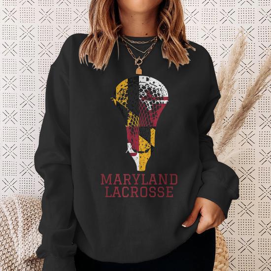 State Of Maryland Flag Lacrosse Team Player Lax Coach Sweatshirt Monsterry