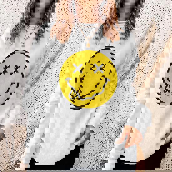70S Yellow Smile Face Cute Happy X Eyes Smiling Face