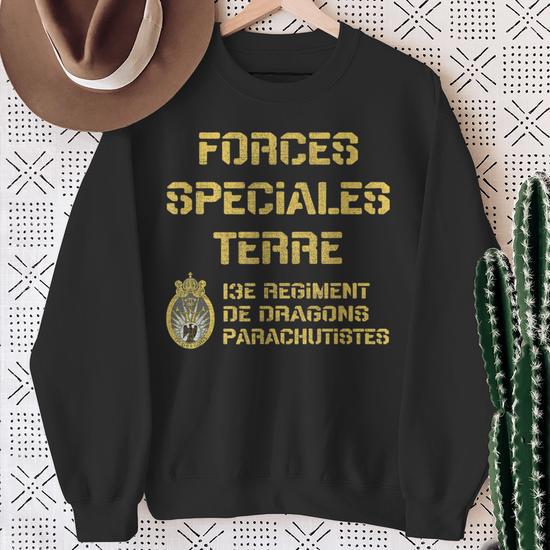 Sweatshirt Militaire RDP - 13e Régiment De Dragons Parachutistes, Force Spéciale Française, 241g, Coupe Classique