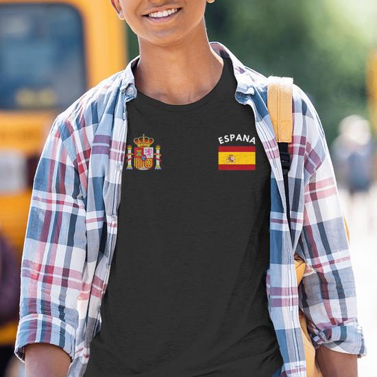 Maillot De Football Espagne Femme – T-shirt Rétro Drapeau, Supporter Européen 2020 – Coton 100%, Coupe Ajustée – Tailles S à XXL