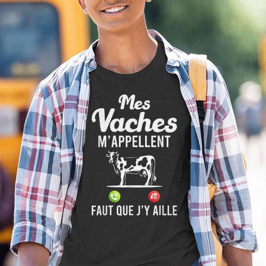 Sweat à Capuche Homme 'Mes Vaches M’appellent Et Je Dois Y Aller' – Cadeau Drôle Fermier, Agriculteur, Amoureux Des Vaches