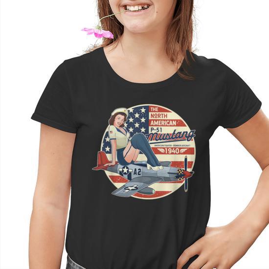 Sweat à Capuche P51 Mustang Pinup WWII - Hommage à L'avion De Chasse Et Aux Pin-up - Coupe Classique, 241 G - Pour Hommes, Fans D'aviation - 6