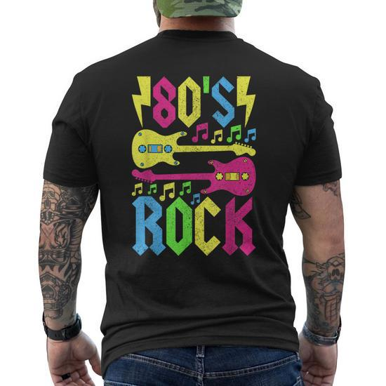 80S Rock Concert Outfit 1980S Fashion 80S Band Party Costume Men's T-shirt  Back Print